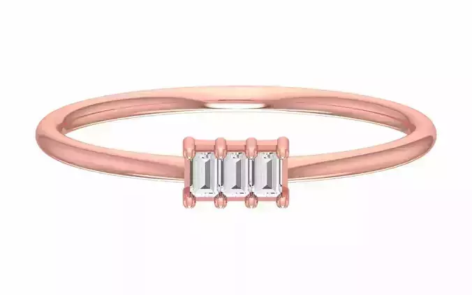 Solitaire Women Light Weight Baguette Band Ring