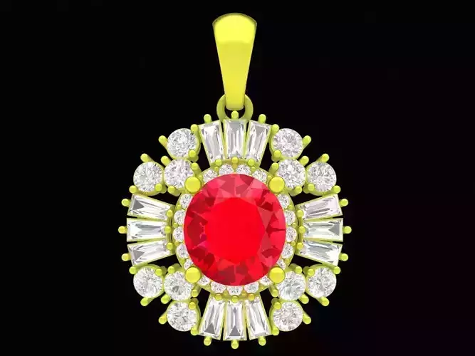 oval diamond asian women pendant 4268