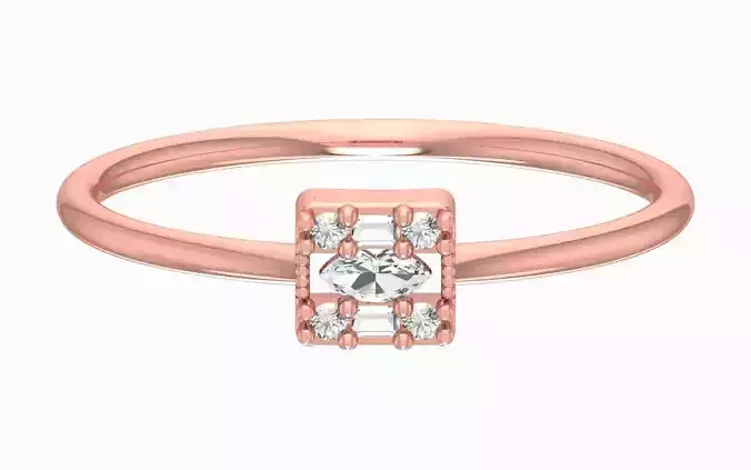 Solitaire Women Light Weight Baguette marquise stone Band Ring