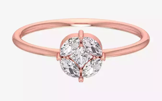 Solitaire Women Light Weight Princess marquise stone Band Ring