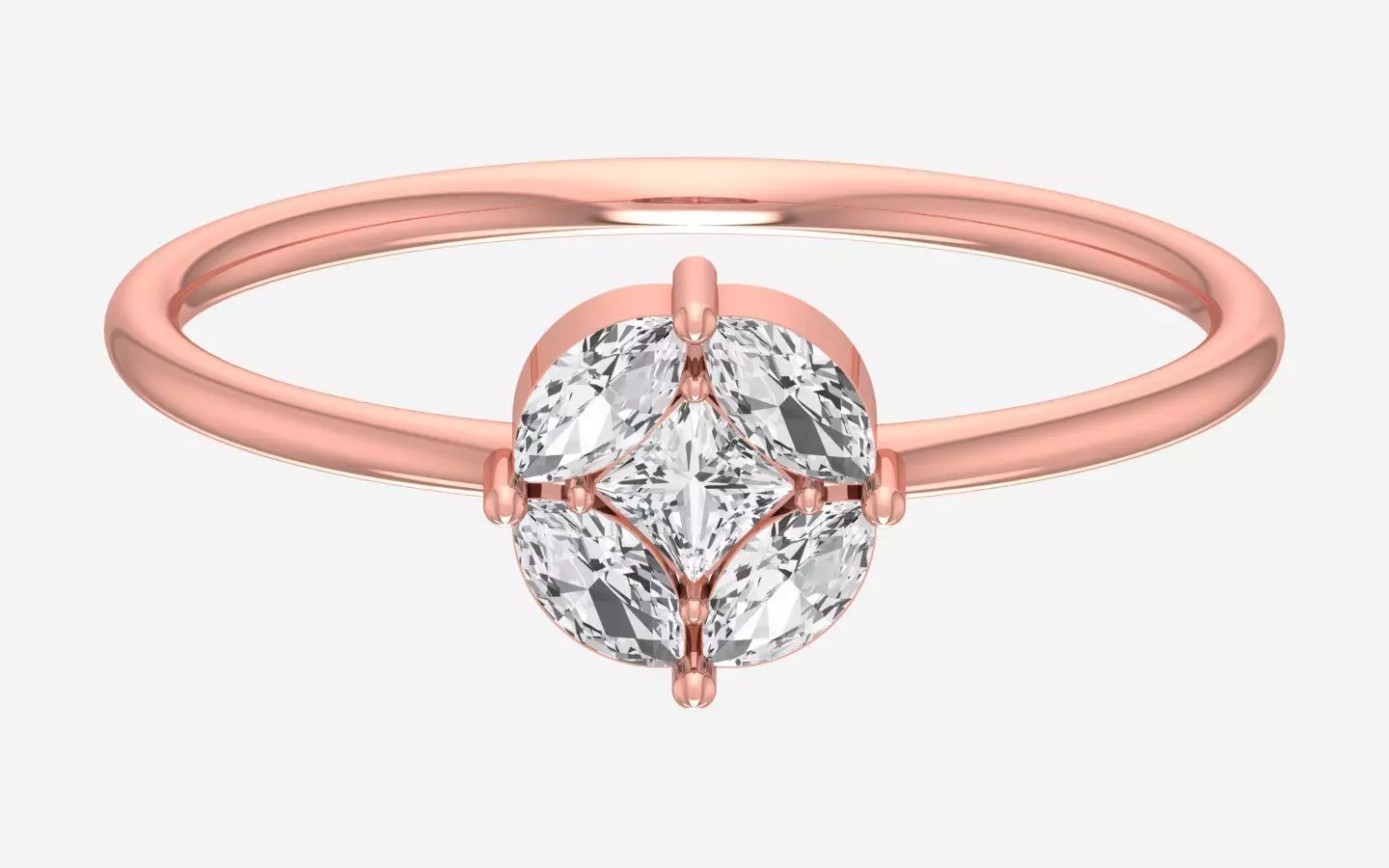 Solitaire Women Light Weight Princess marquise stone Band Ring 3D print model