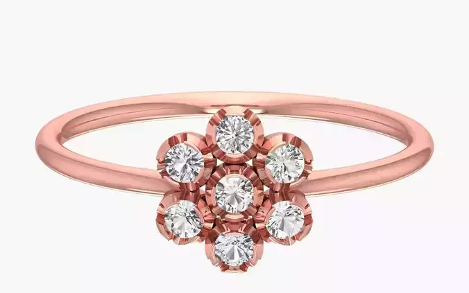 Solitaire Women Light Weight Flower Band Ring 3D print model