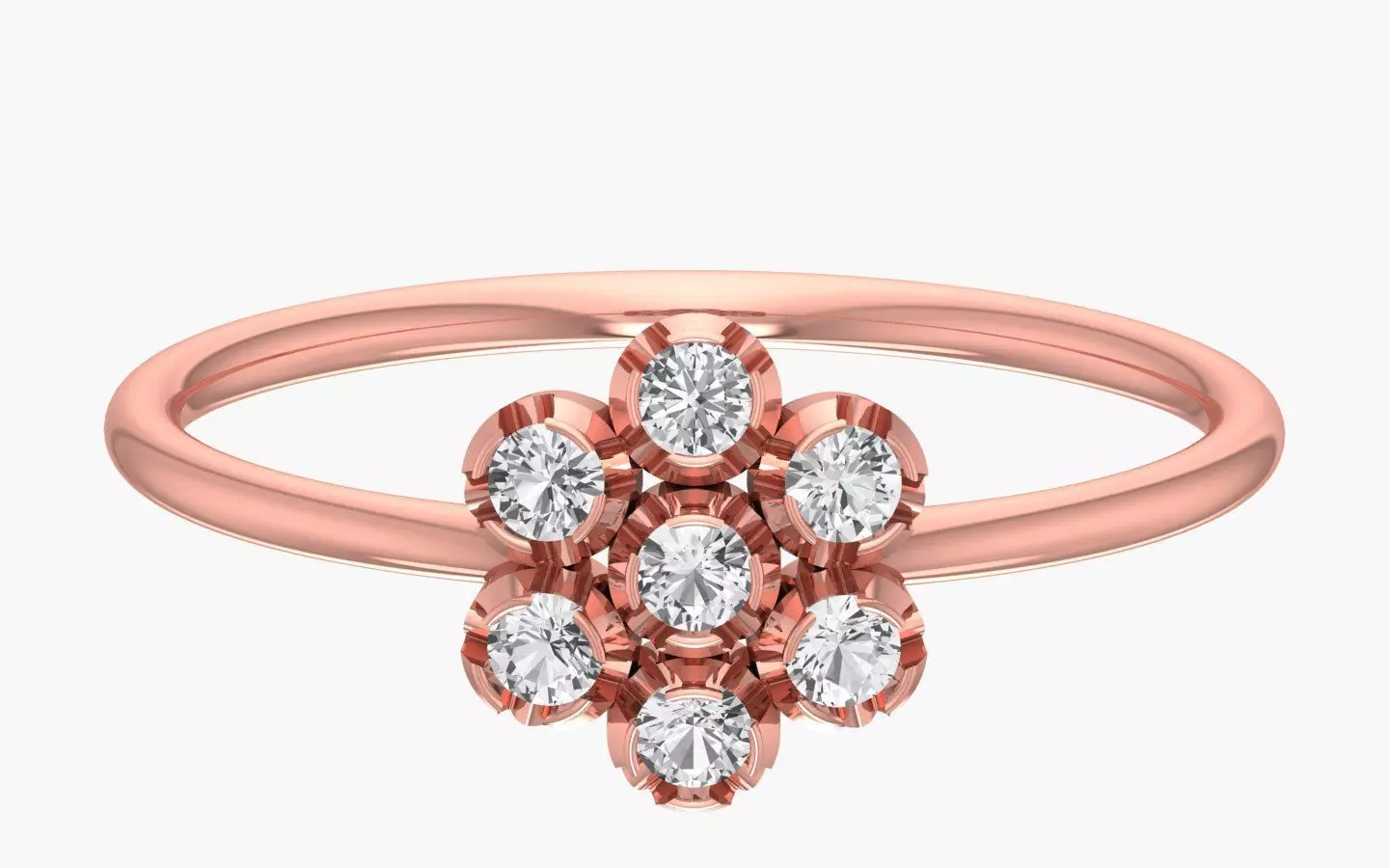 Solitaire Women Light Weight Flower Band Ring 3D print model