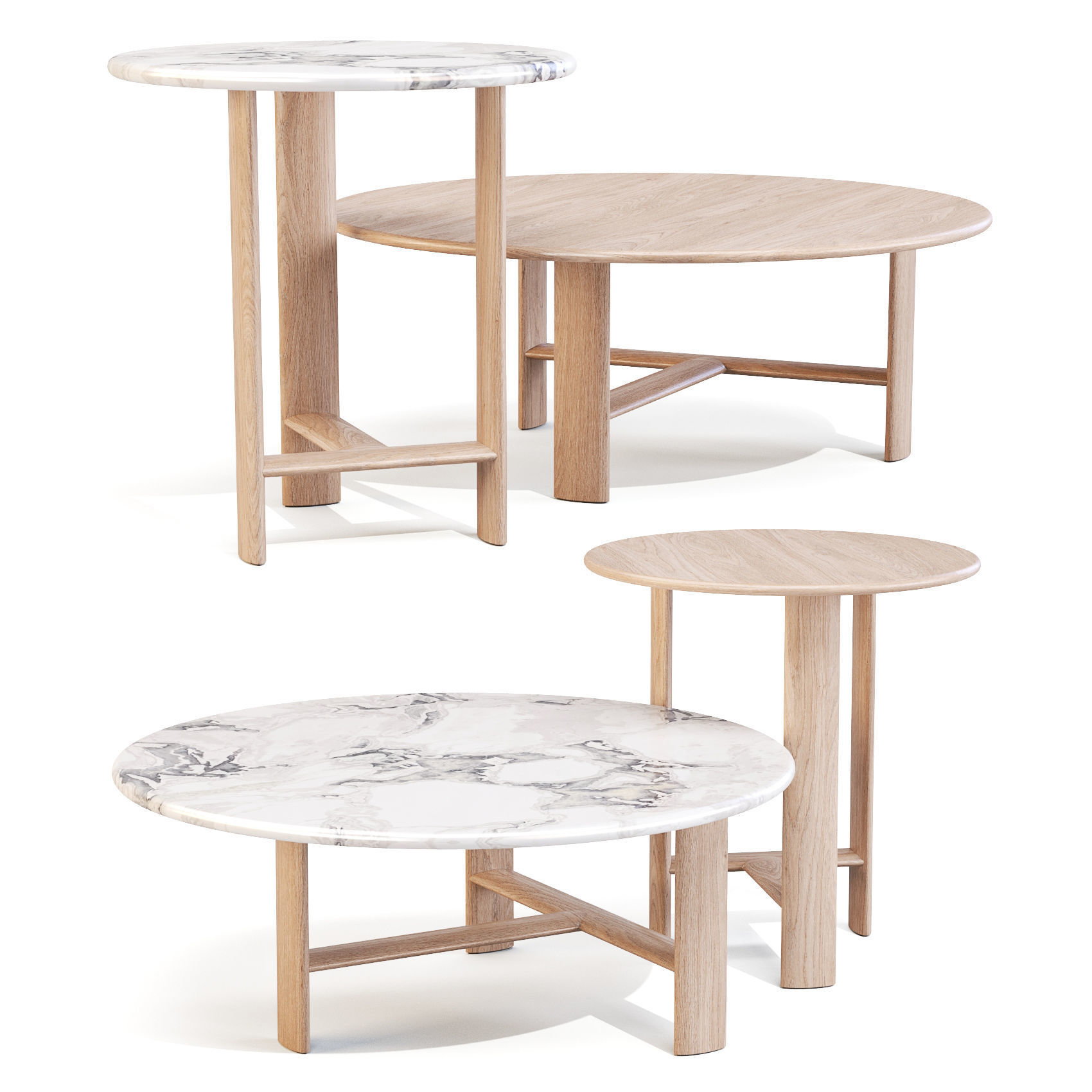 Frigerio Salotti Mocki - Coffee and Side Tables Set 03 Low-poly 3D model_1