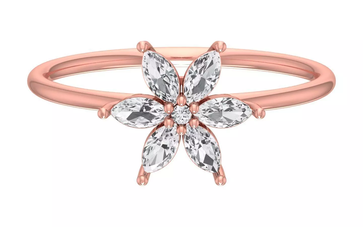 Solitaire Women Light Weight marquise stone Band Ring 3D print model