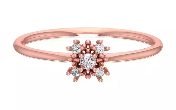 Solitaire Women Light Weight Flower Band Ring 3D print model