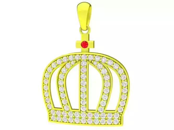 Luxury Crown Pave Pendant 3D Model 4271 3D print model