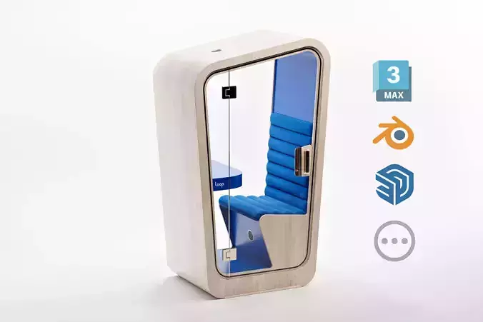 Loop Solo - Soundproof Privacy Phone Booth 3D model