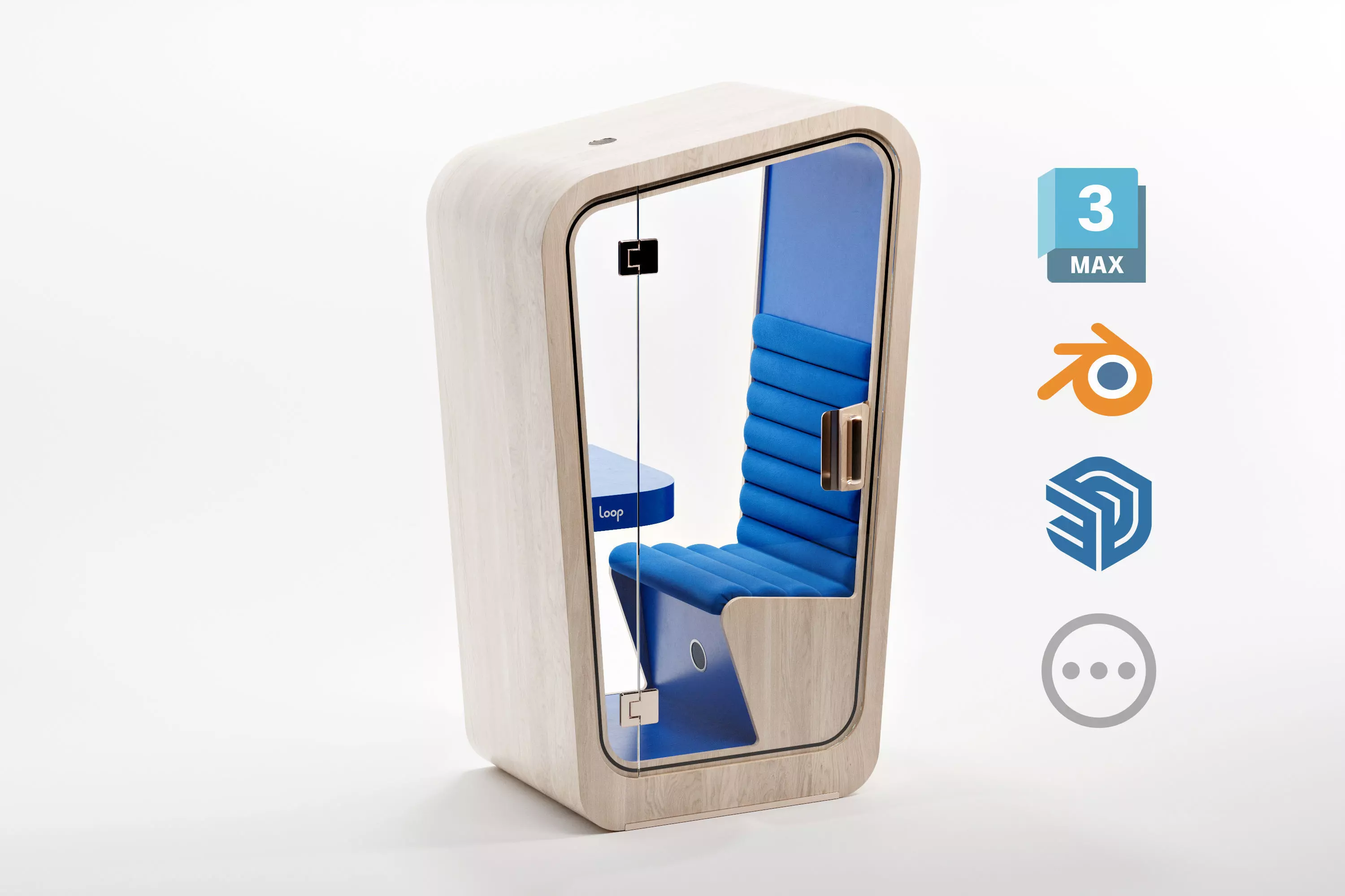 Loop Solo - Soundproof Privacy Phone Booth 3D model