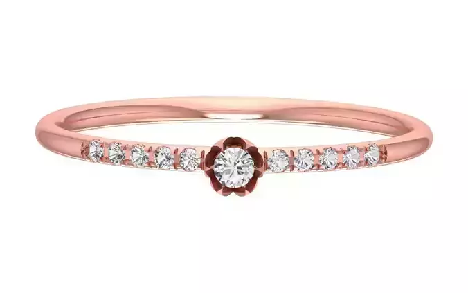 Solitaire Women Light Weight Band Ring