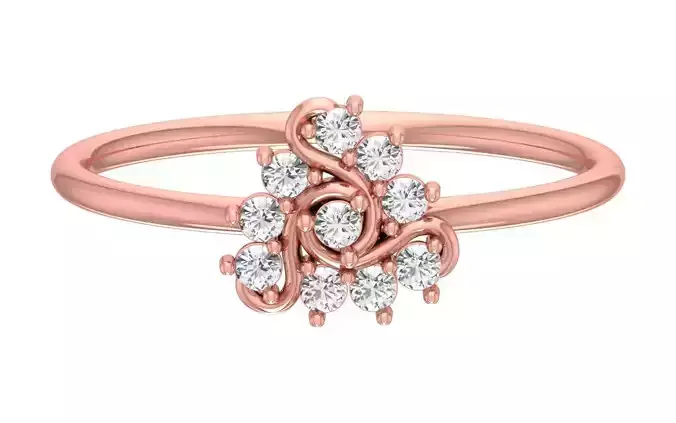 Solitaire Women Light Weight Flower Band Ring 3D print model