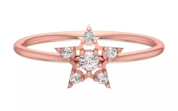 Solitaire Women Light Weight Star Band Ring