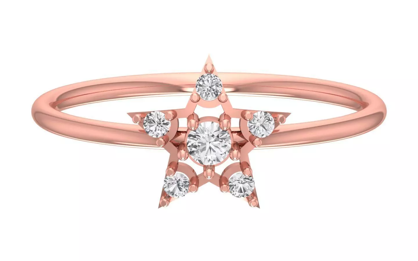 Solitaire Women Light Weight Star Band Ring 3D print model