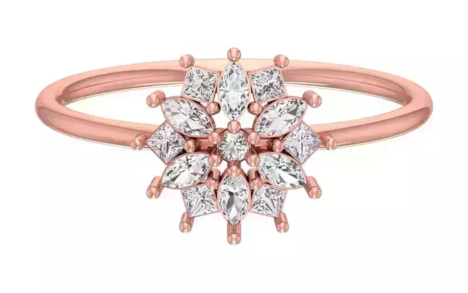 Solitaire Women Light Weight Princess marquise stone Band Ring