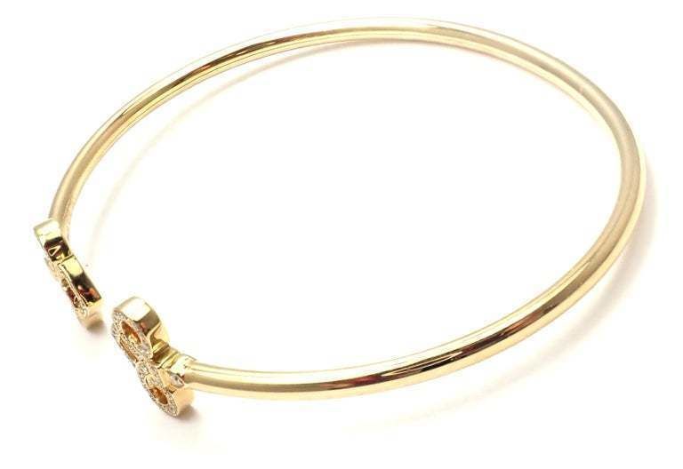 YD221 gold cuff bracelet with two hearts and diamonds 3D print model_9