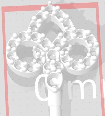 YD221 gold cuff bracelet with two hearts and diamonds 3D print model_22