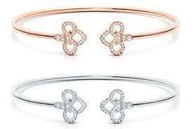 YD221 gold cuff bracelet with two hearts and diamonds 3D print model_2