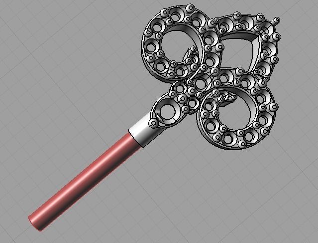 YD221 gold cuff bracelet with two hearts and diamonds 3D print model_16