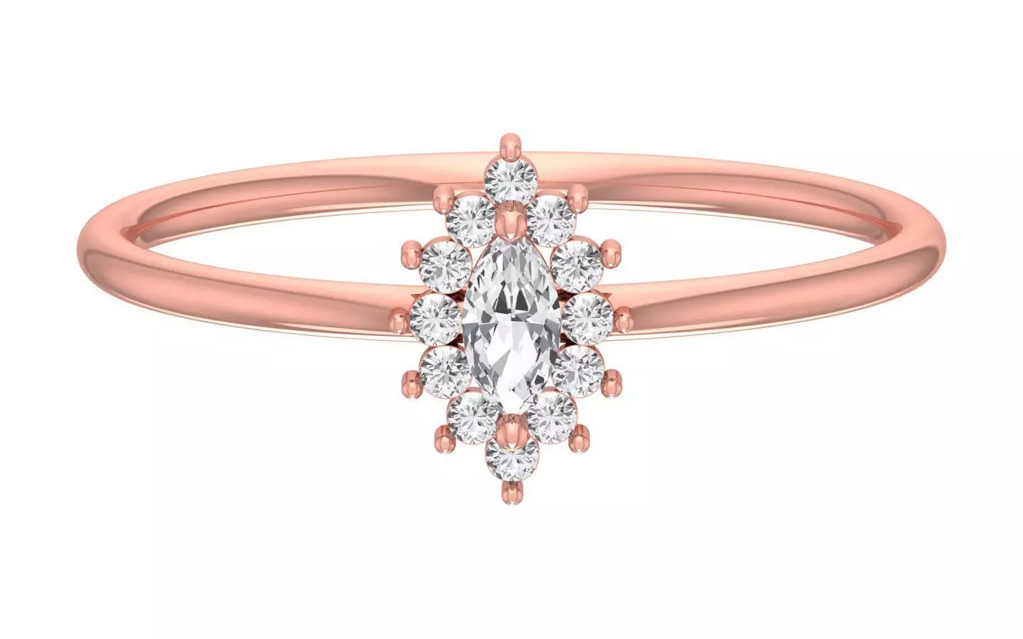 Solitaire Women Light Weight marquise stone Band Ring 3D print model