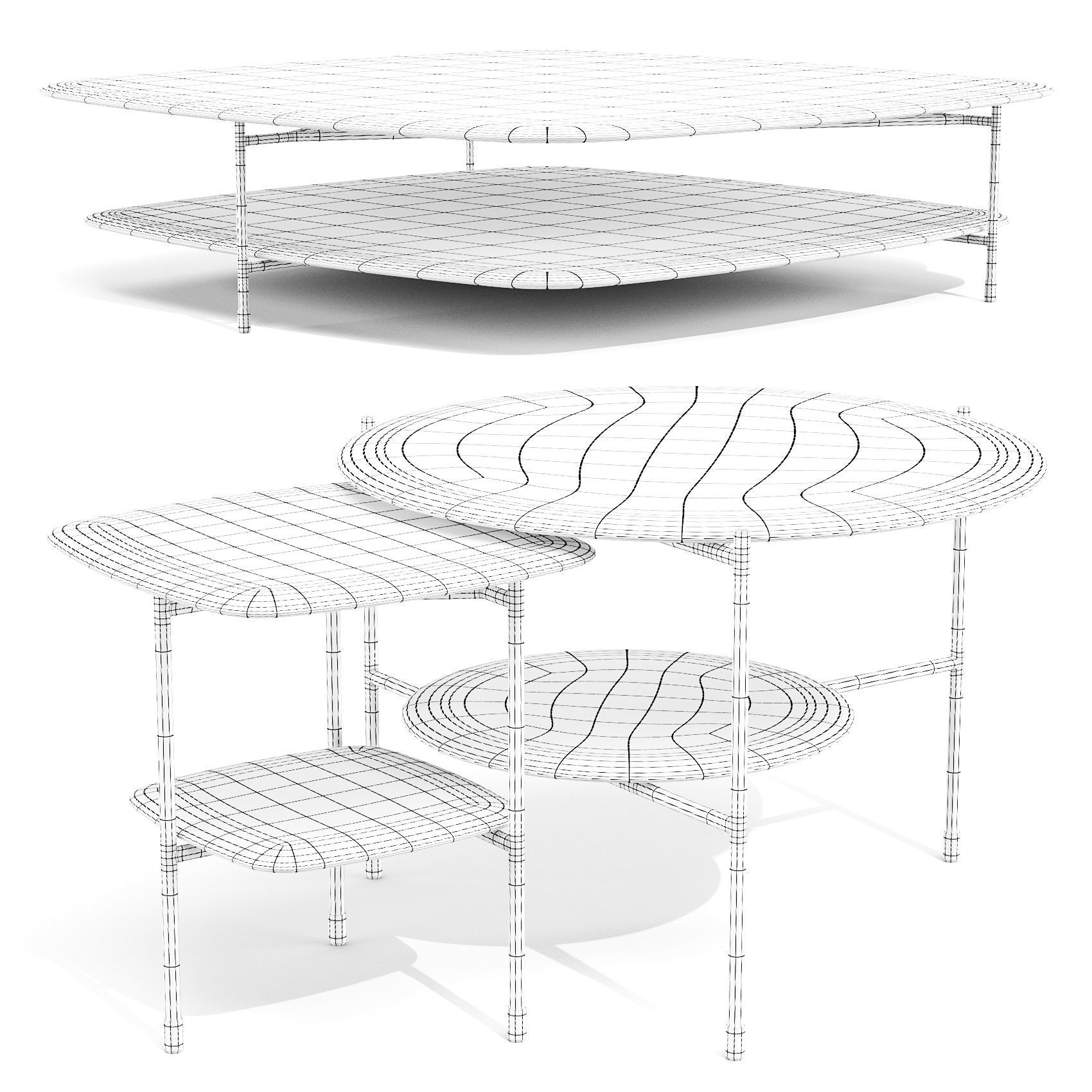 Meridiani Adrian - Coffee and Side Tables Set 02 Low-poly 3D model_2