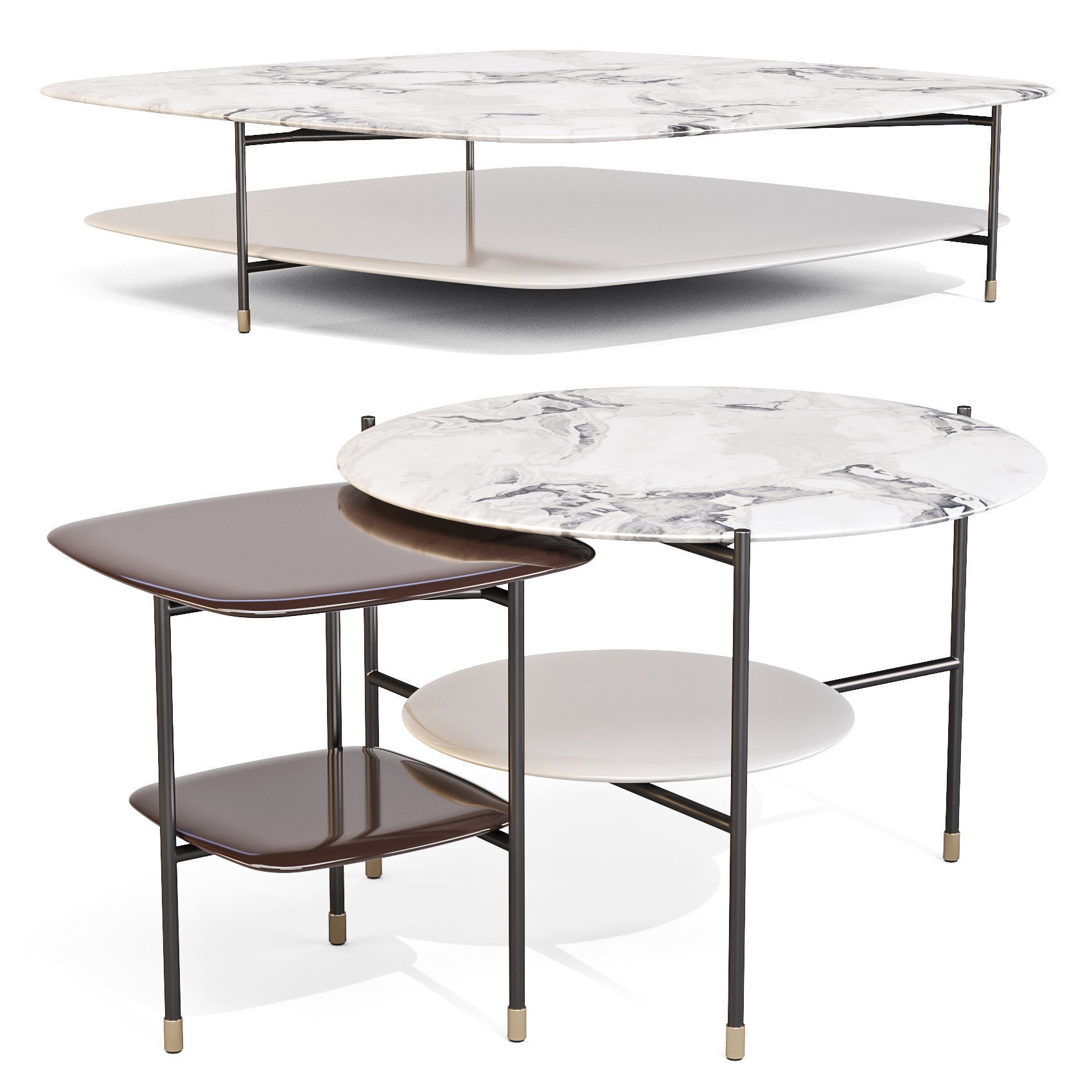 Meridiani Adrian - Coffee and Side Tables Set 02 Low-poly 3D model_1