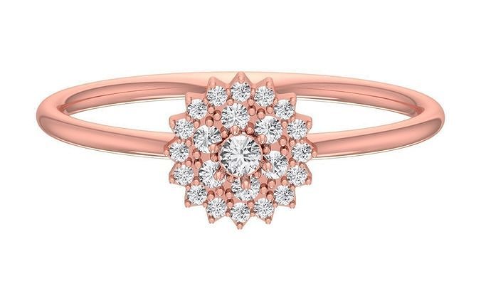 Solitaire Women Light Weight Flower Band Ring 3D print model
