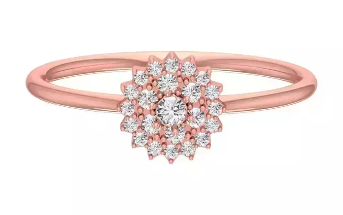 Solitaire Women Light Weight Flower Band Ring 3D print model