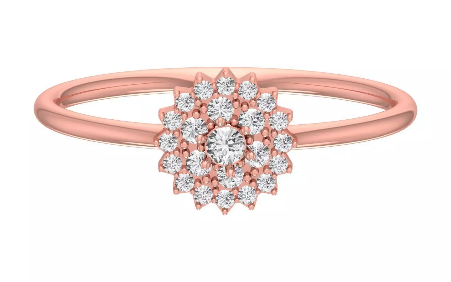 Solitaire Women Light Weight Flower Band Ring 3D print model