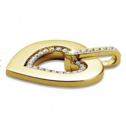 YD222 heart shaped pendant in rose gold with diamonds 3D print model_5