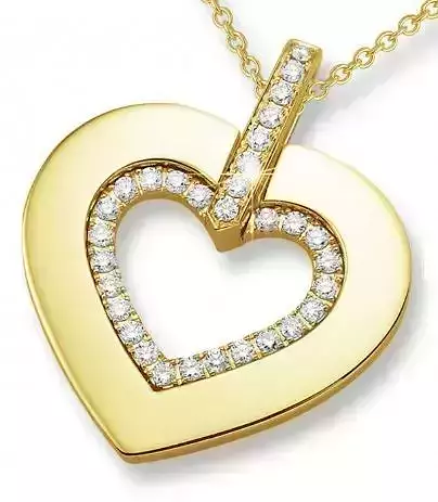 YD222 heart shaped pendant in rose gold with diamonds