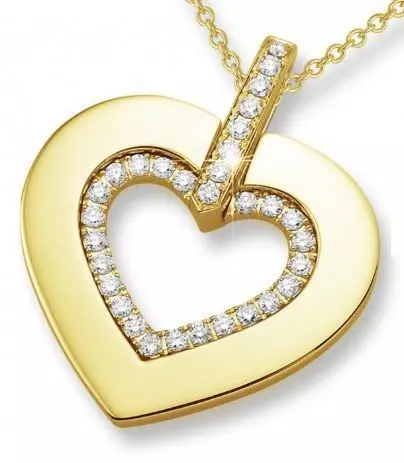 YD222 heart shaped pendant in rose gold with diamonds 3D print model_0