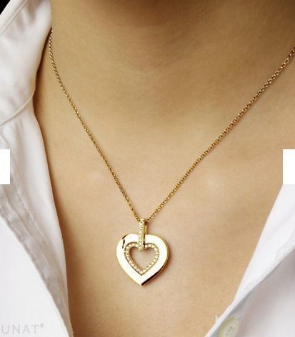 YD222 heart shaped pendant in rose gold with diamonds 3D print model_7
