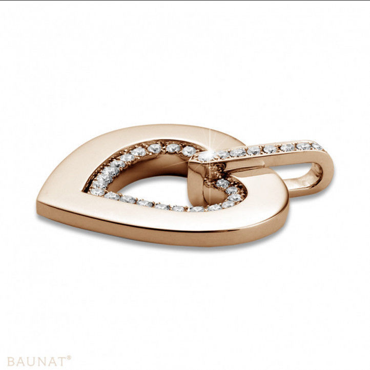 YD222 heart shaped pendant in rose gold with diamonds 3D print model_1