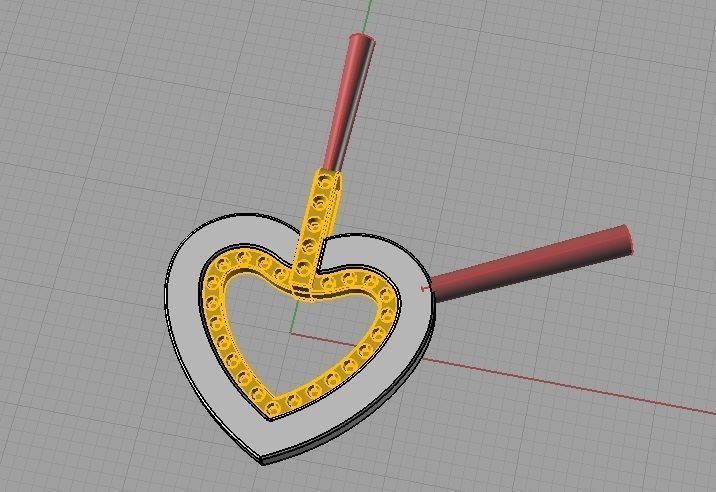 YD222 heart shaped pendant in rose gold with diamonds 3D print model_9