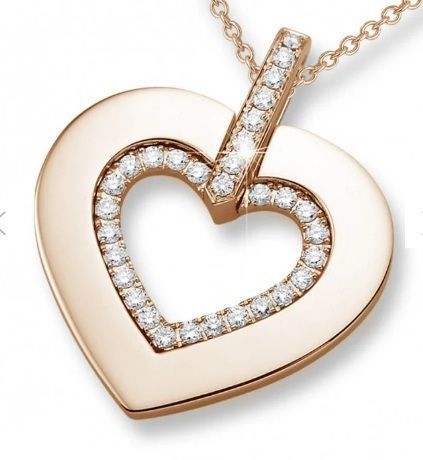 YD222 heart shaped pendant in rose gold with diamonds 3D print model_8