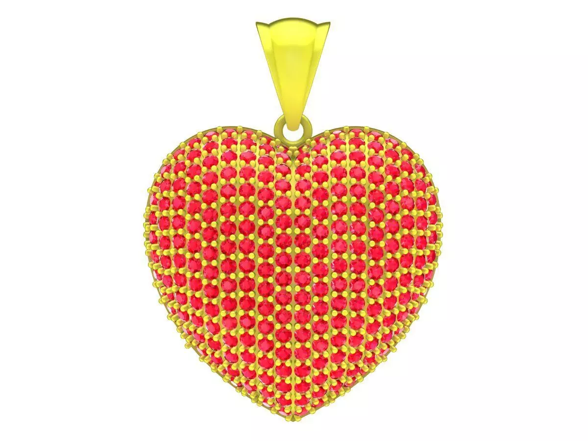 Luxury Pave Heart Pendant 3D Model 4272 3D print model