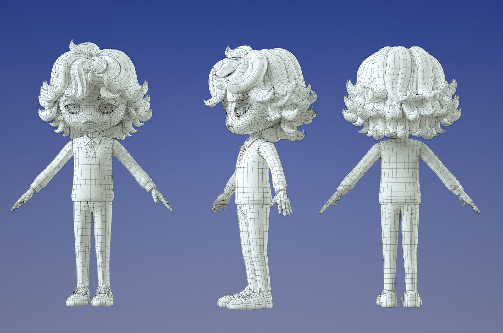 cartoon student boy 3D model_6