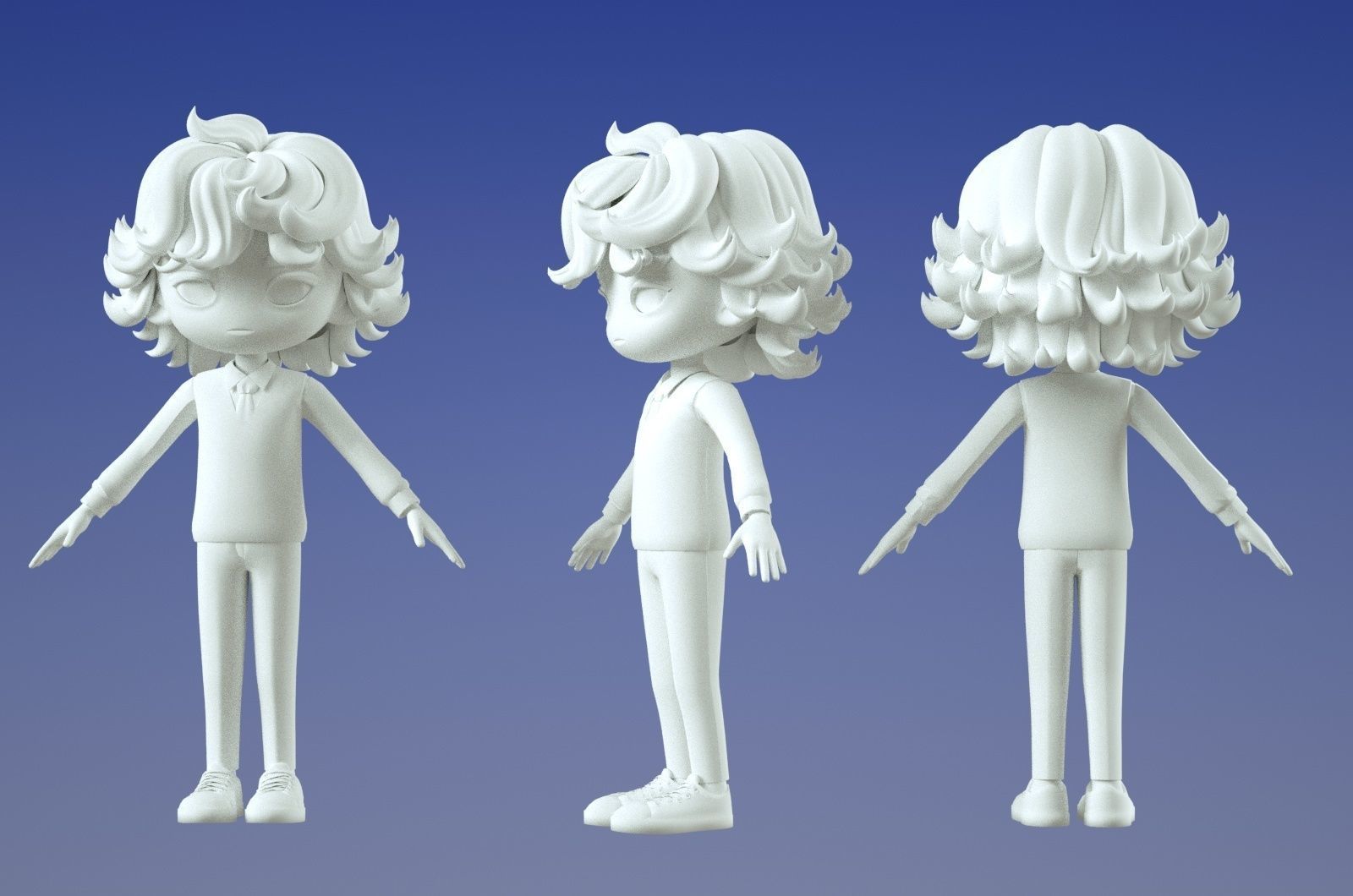 cartoon student boy 3D model_3