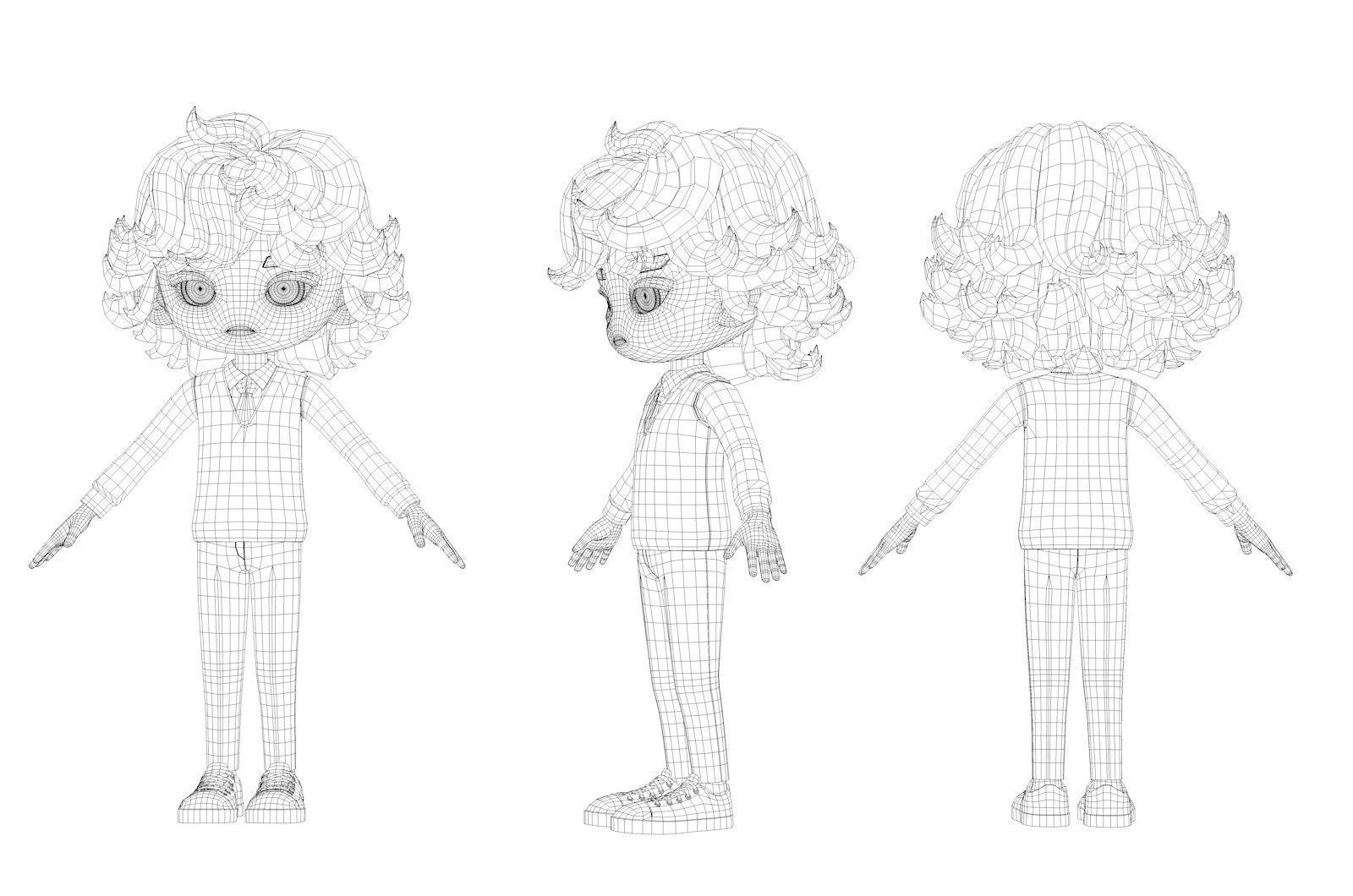 cartoon student boy 3D model_4