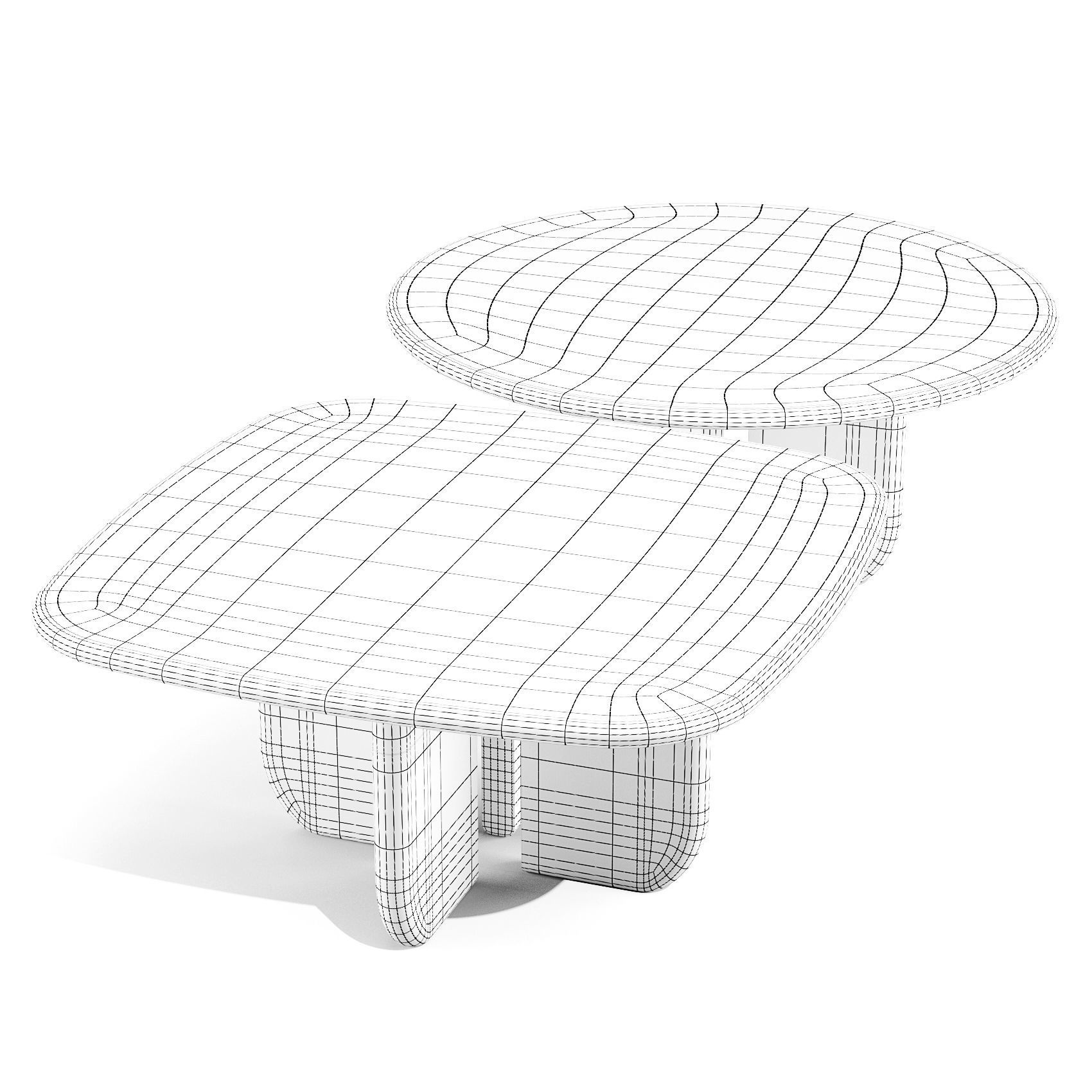 Meridiani Italo - Dining Tables Set 02 Low-poly 3D model_6