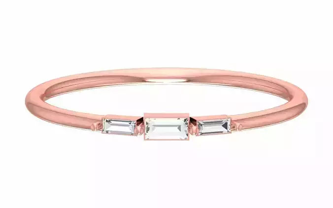 Solitaire Women Light Weight Baguette Stone Band Ring