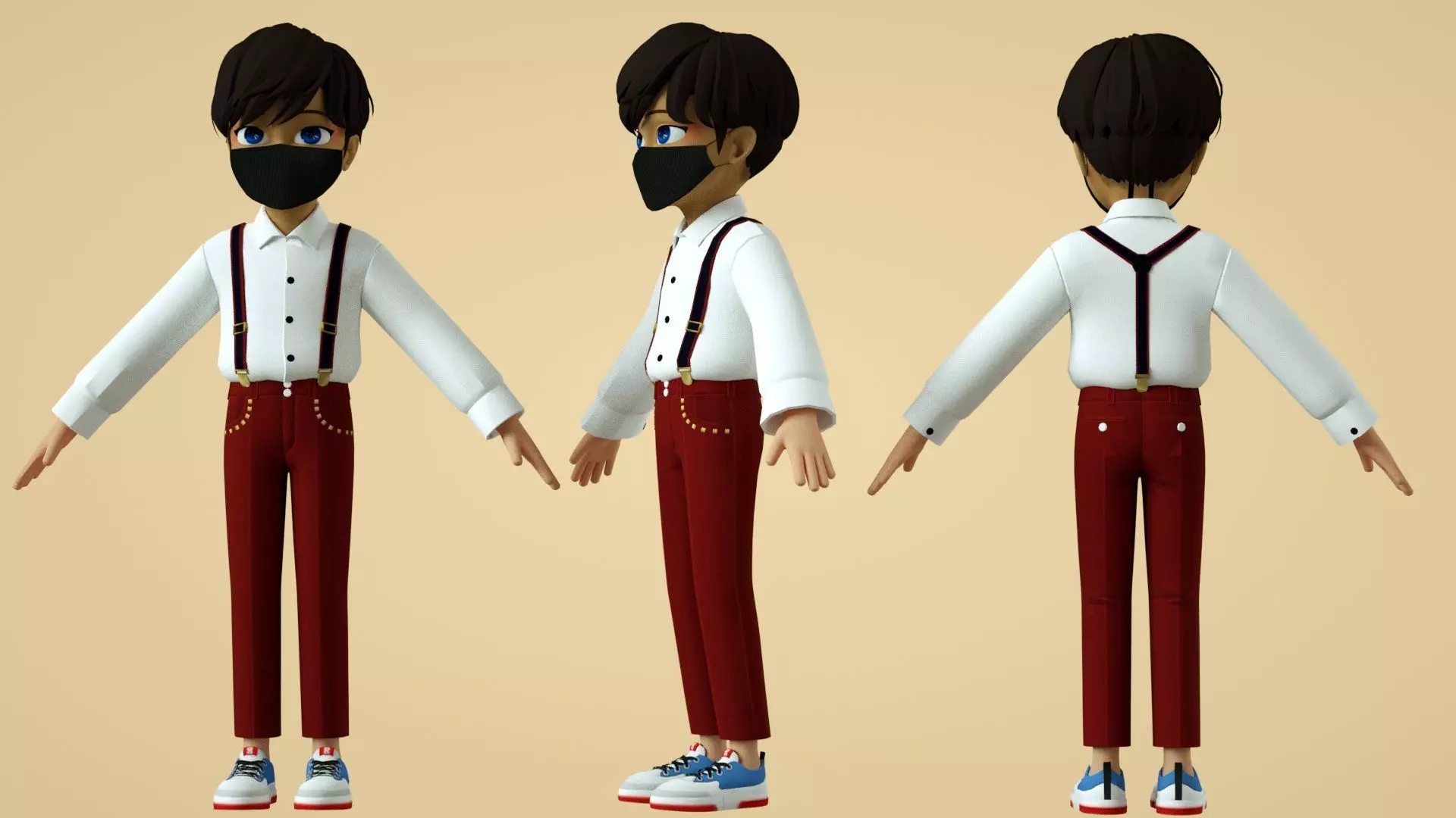 mask boy 3D model_0