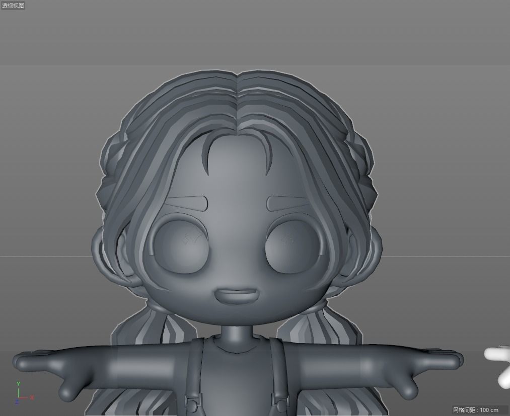 cartoon little girl 3D model_4