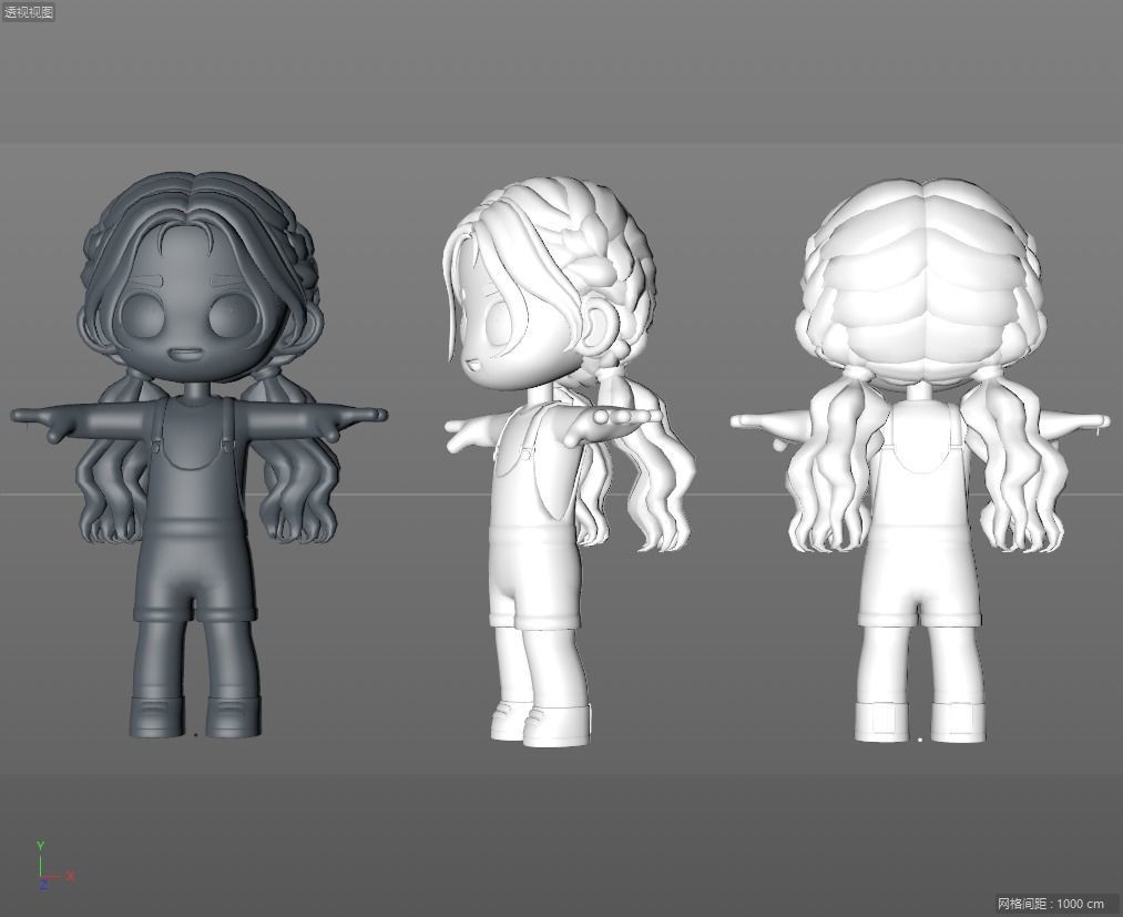 cartoon little girl 3D model_8