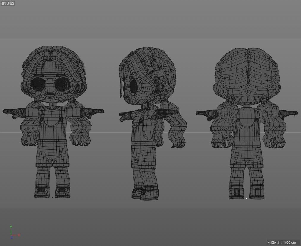 cartoon little girl 3D model_7