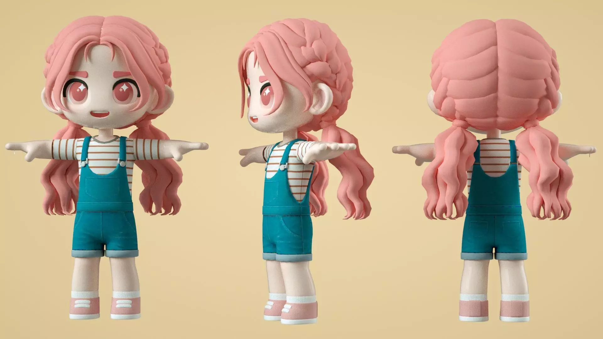 cartoon little girl 3D model_0