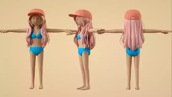 cartoon girl in bikini