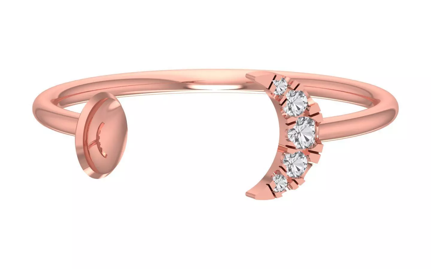 Solitaire Women Light Weight Moon Band Ring 3D print model