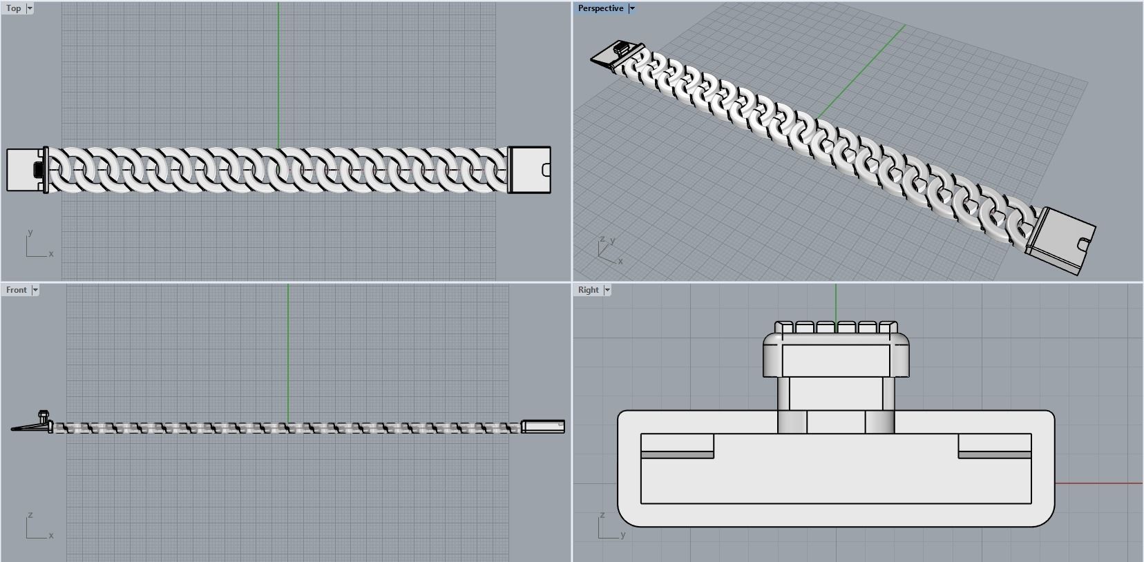 women cuban chain cuban bracelet 3D print model_15