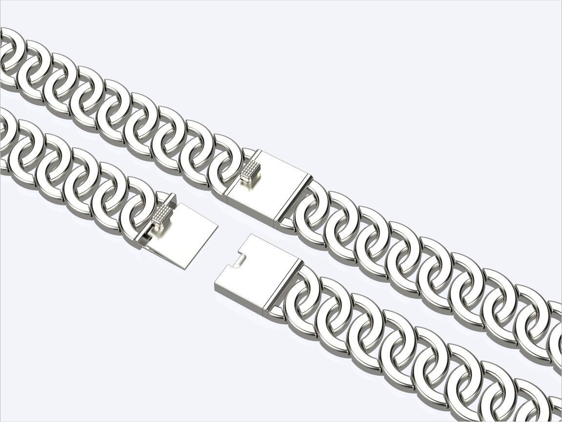 women cuban chain cuban bracelet 3D print model_1